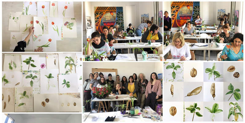 Isik Guner botanical painting workshop in Barcelona