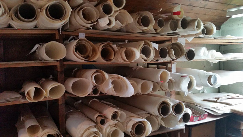 Processed rolls of vellum and parchment