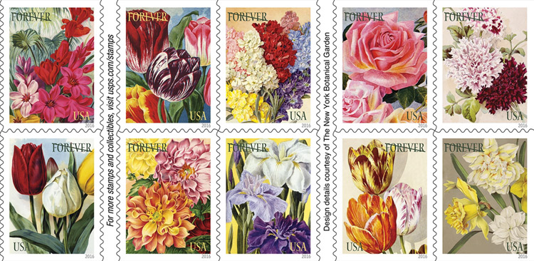 botanical art stamps