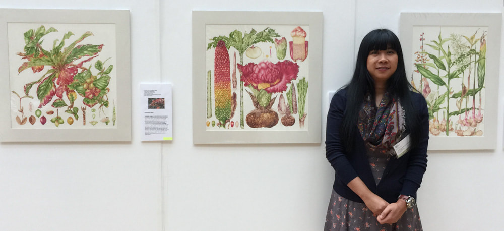 Sansanee Deekrajang and her exhibit of Tropical Palm Trees which won a Gold Medal and the Mary Mendum Award for an exhibit of exceptional merit